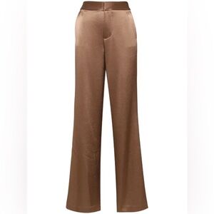 NEW WITH TAG! Alice + Olivia Calvin Satin-Finish Trouser Brown